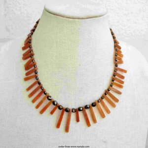 Orange Stick Stone Fringe Necklace – Boho Sunset Gemstone Jewelry