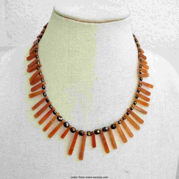 Orange Stick Stone Fringe Necklace – Boho Sunset Gemstone Jewelry