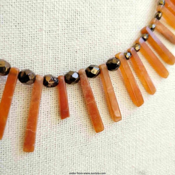 Orange Stick Stone Fringe Necklace – Boho Sunset Gemstone Jewelry - Image 2