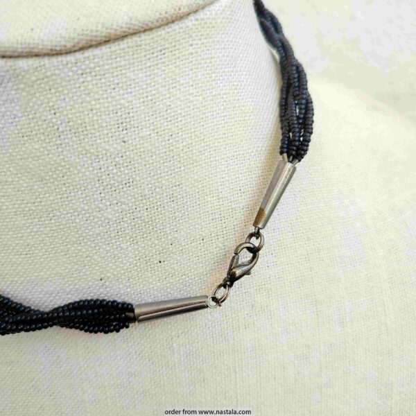 Twisted Multi-Strand Black Seed Bead Necklace - Image 3
