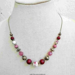 Vintage-Inspired Pink & Floral Beaded Necklace – Romantic Boho Jewelry