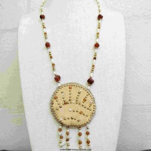 Boho Necklace with Beaded Coin Purse Pendant
