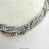 Multi-Strand Metallic Beaded Necklace – Silver Tone Statement Jewelry - Image 2