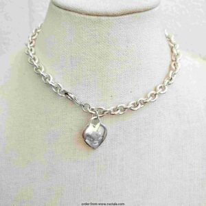 Silver Chain Choker with Heart Lock Charm