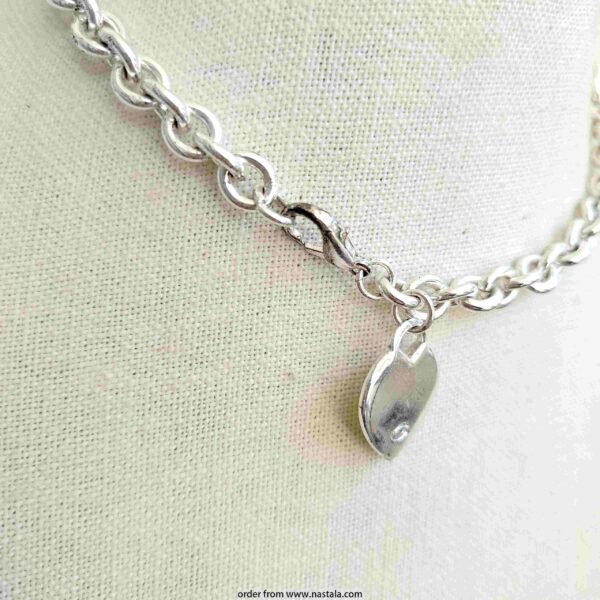 Silver Chain Choker with Heart Lock Charm - Image 2