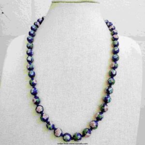 Vintage Cloisonné Beaded Necklace with Hand-Painted Floral Design