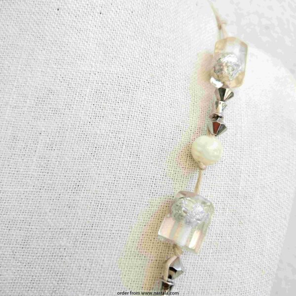 Resin Cube and Pearl Bead Necklace – Modern Boho Statement - Image 3