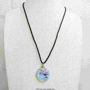 Artisan Swirl Glass Pendant Necklace on Black Cord