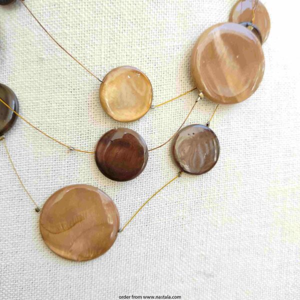 Natural Earth Tones Shell Disc Necklace - Image 3