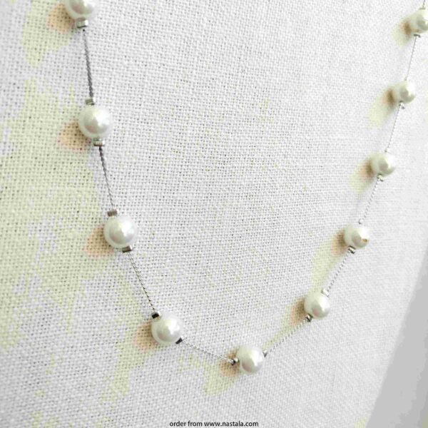 Minimalist Faux Pearl Bead Chain Necklace - Image 3
