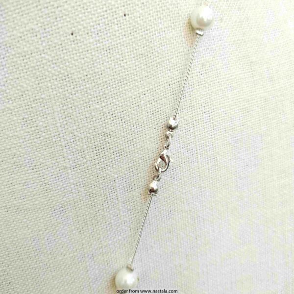 Minimalist Faux Pearl Bead Chain Necklace - Image 2