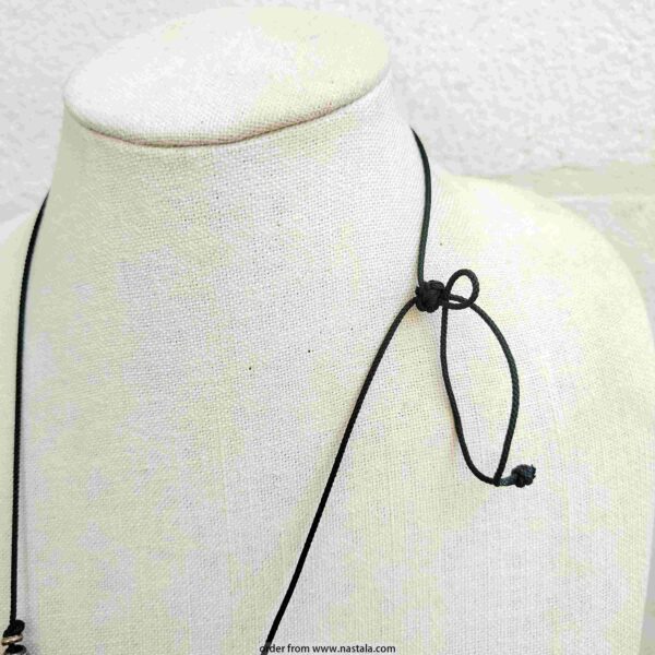 Rustic Green Ceramic, Resin & Glass Bead Necklace on Cord - Image 2