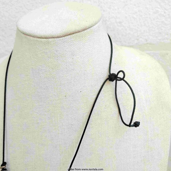 Rustic Green Ceramic, Resin & Glass Bead Necklace on Cord - Image 2