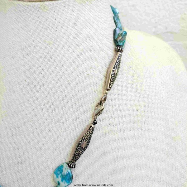 Turquoise & Abalone Shell Mixed Gemstone Necklace - Image 3