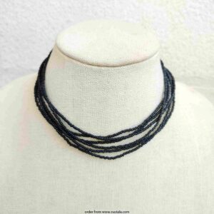 Black Multi-Strand Seed Bead Choker Necklace