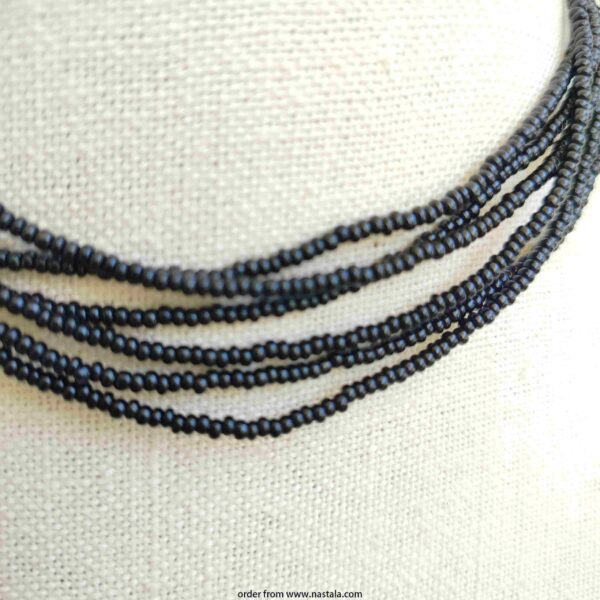 Black Multi-Strand Seed Bead Choker Necklace - Image 3