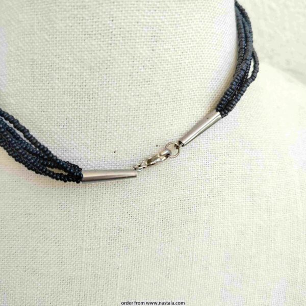 Black Multi-Strand Seed Bead Choker Necklace - Image 2