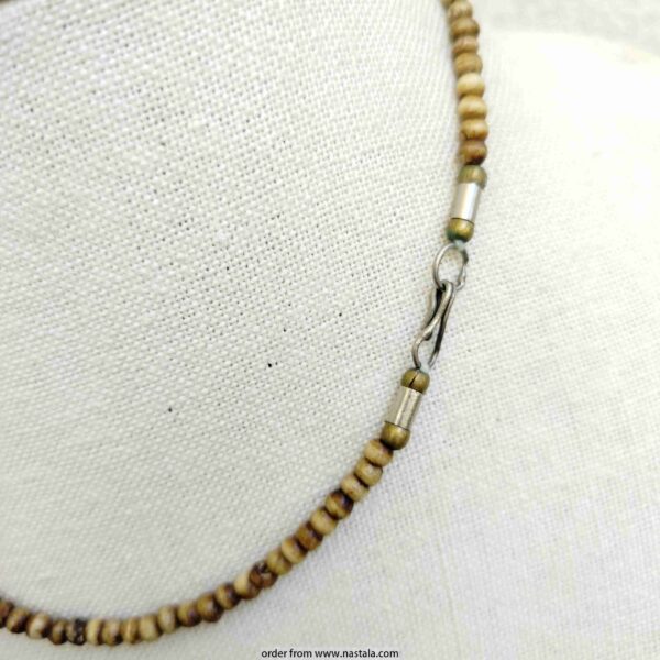 Tribal Carved Horn Pendant Necklace with Wood & Beaded Details - Image 2