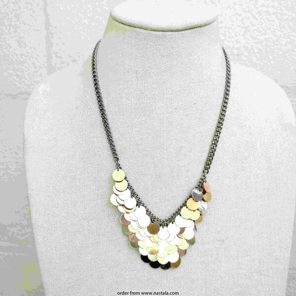 Statement Gold Disc Layered Necklace on Chunky Chain