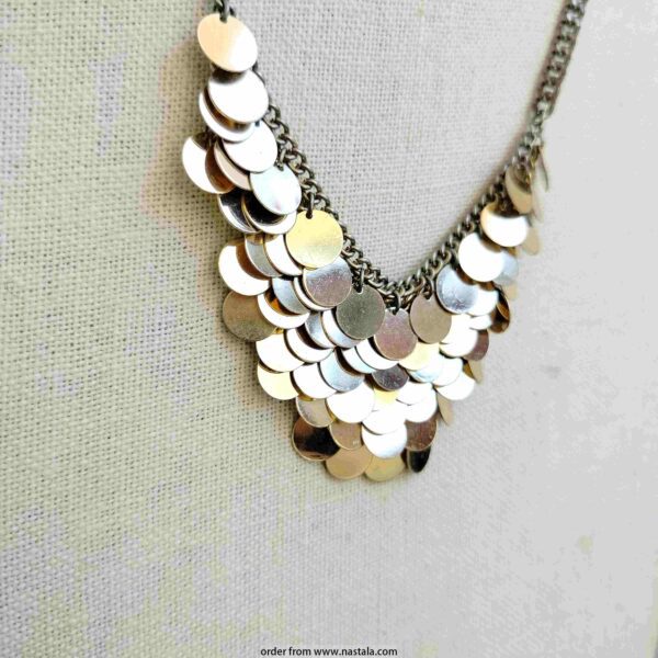Statement Gold Disc Layered Necklace on Chunky Chain - Image 4