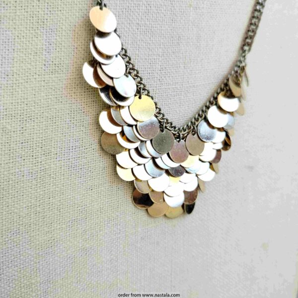 Statement Gold Disc Layered Necklace on Chunky Chain - Image 4