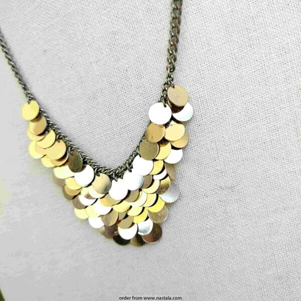Statement Gold Disc Layered Necklace on Chunky Chain - Image 3