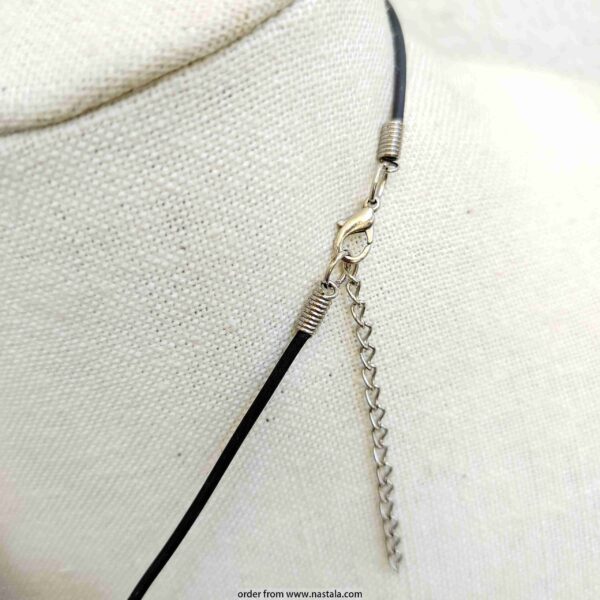 Round Yellow Resin Pendant Necklace on Black Cord - Image 2