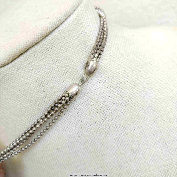 Chunky Textured Silver Bead Necklace - Image 2