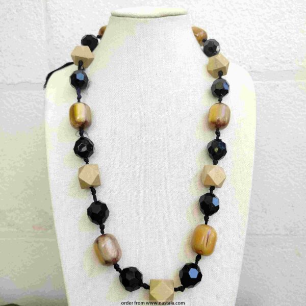 Boho Earth-Tone Geometric Bead Necklace