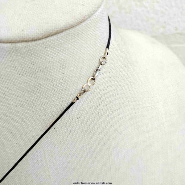 Green Prehnite Gemstone Necklace on Black Waxed Cord - Image 2