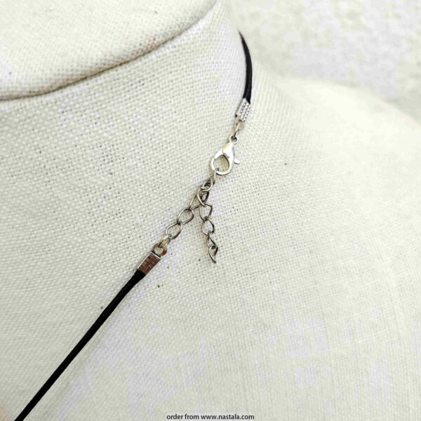 Polished Black Agate Slice Pendant Necklace – Natural Stone on Adjustable Cord - Image 2