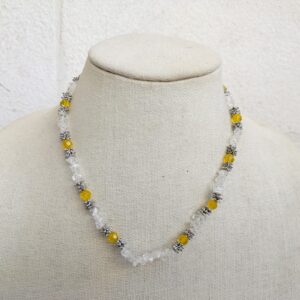 Yellow Crystal and Clear Stone Beaded Necklace