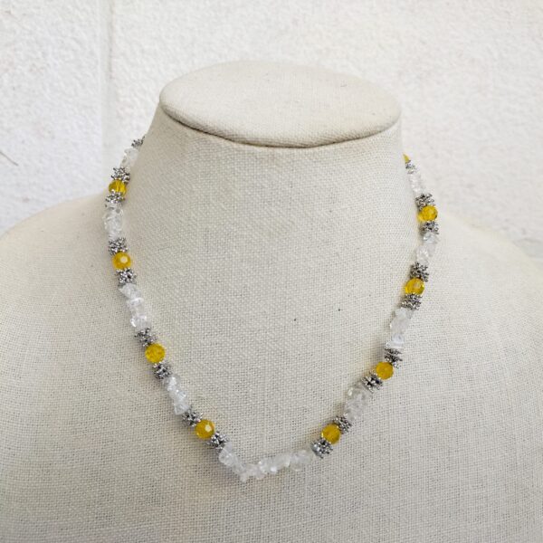 Yellow Crystal and Clear Stone Beaded Necklace
