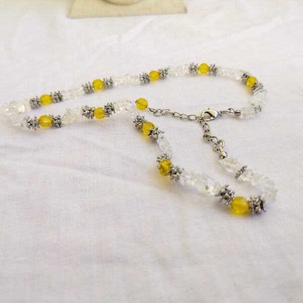 Yellow Crystal and Clear Stone Beaded Necklace - Image 2