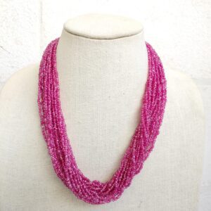 Fuchsia Multi-Strand Seed Bead Necklace