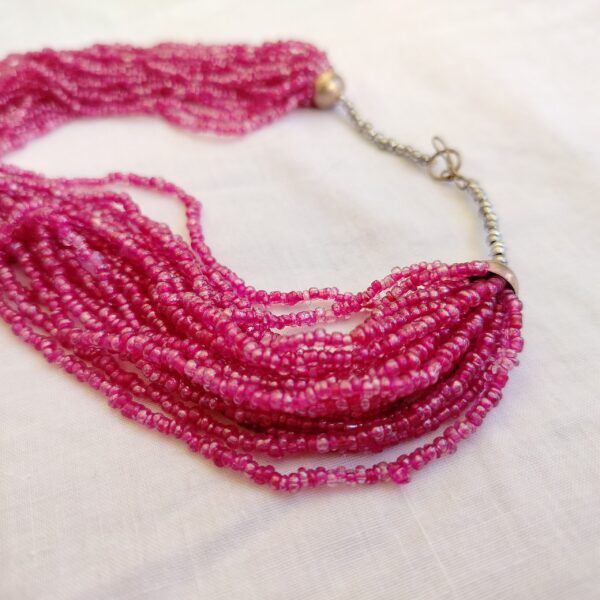Fuchsia Multi-Strand Seed Bead Necklace - Image 2