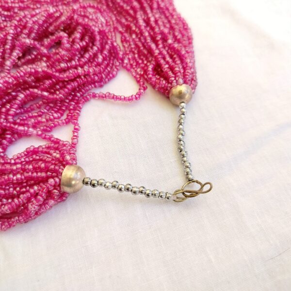 Fuchsia Multi-Strand Seed Bead Necklace - Image 3