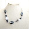 Snowflake Obsidian and Pearl Beaded Necklace