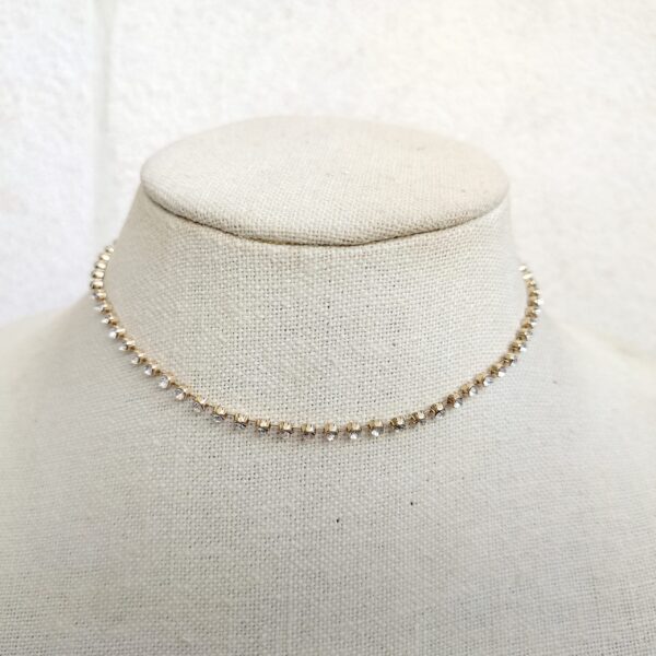Delicate Gold Crystal Choker Necklace - Image 2