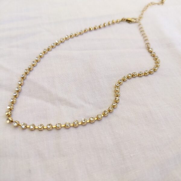 Delicate Gold Crystal Choker Necklace - Image 3