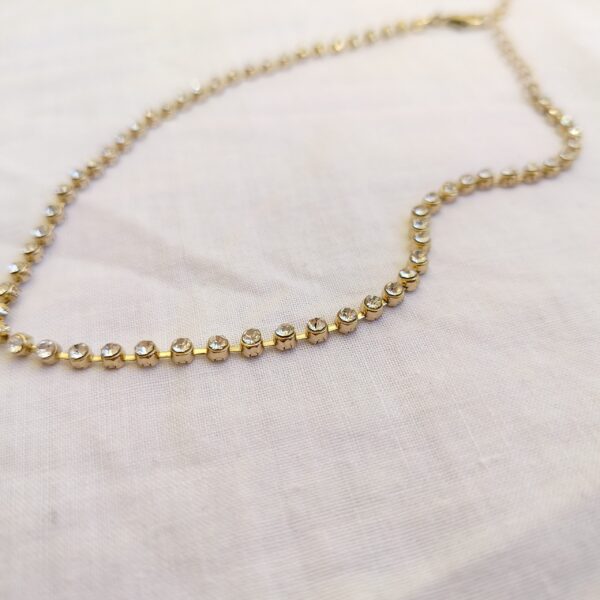 Delicate Gold Crystal Choker Necklace - Image 4
