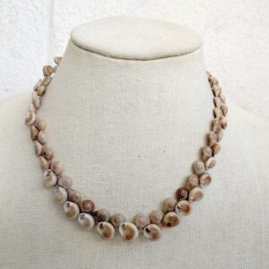 Natural Seashell Necklace with Hand-Carved Toggle Clasp