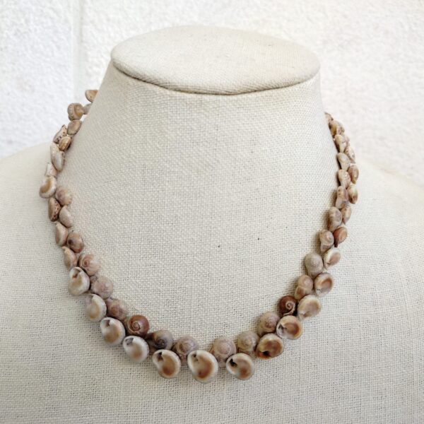 Natural Seashell Necklace with Hand-Carved Toggle Clasp