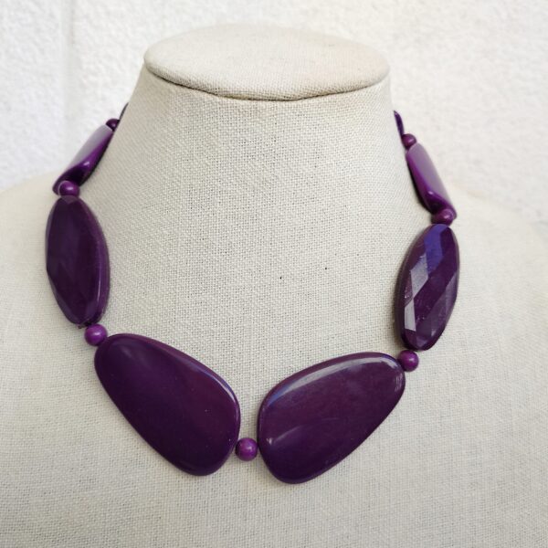 Bold Purple Geometric Beaded Necklace