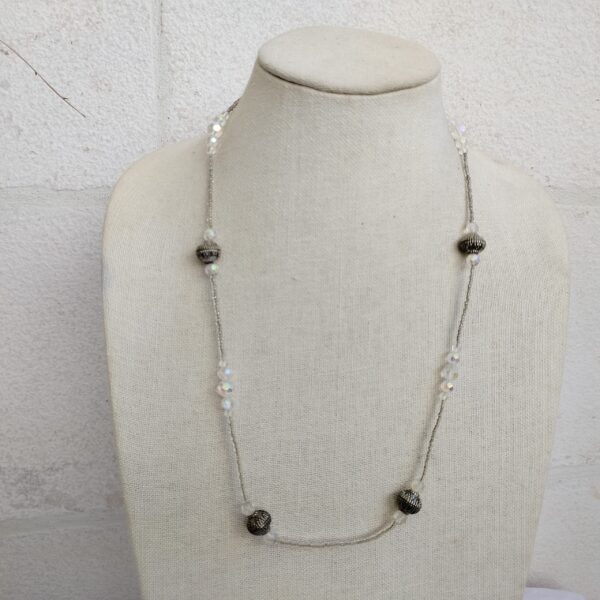 Elegant Crystal and Antique Bead Layered Necklace