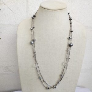 Elegant Silver Multi-Strand Beaded Necklace