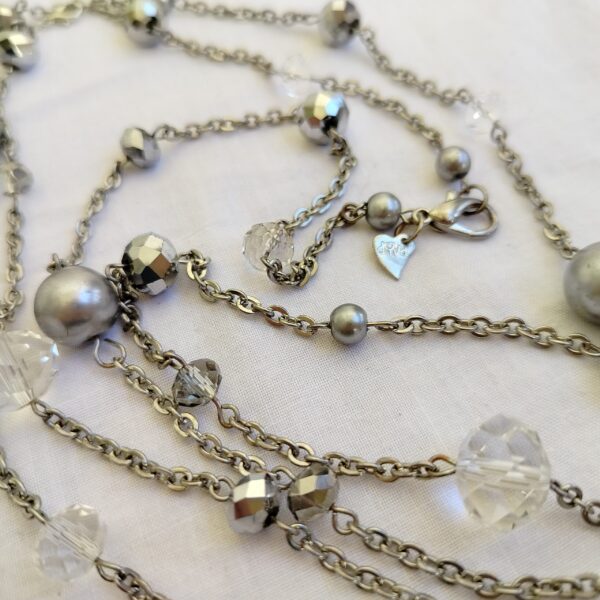 Elegant Silver Multi-Strand Beaded Necklace - Image 2