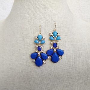 Blue and Turquoise Teardrop Statement Earrings