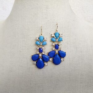 Blue and Turquoise Teardrop Statement Earrings