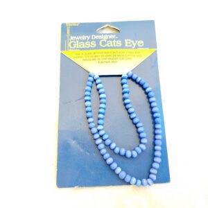 Blue Glass Cat’s Eye Beads on Elastic String